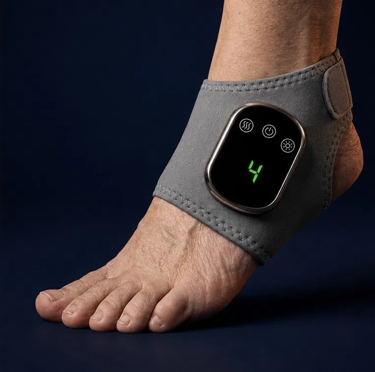 Close-up of the CIROVA Foot Therapy System worn on the foot